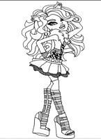 kolorowanki monster high, malowanka Clawdeen Wolf dla dziewczynek do wydruku, obrazek do pokolorowania numer  2